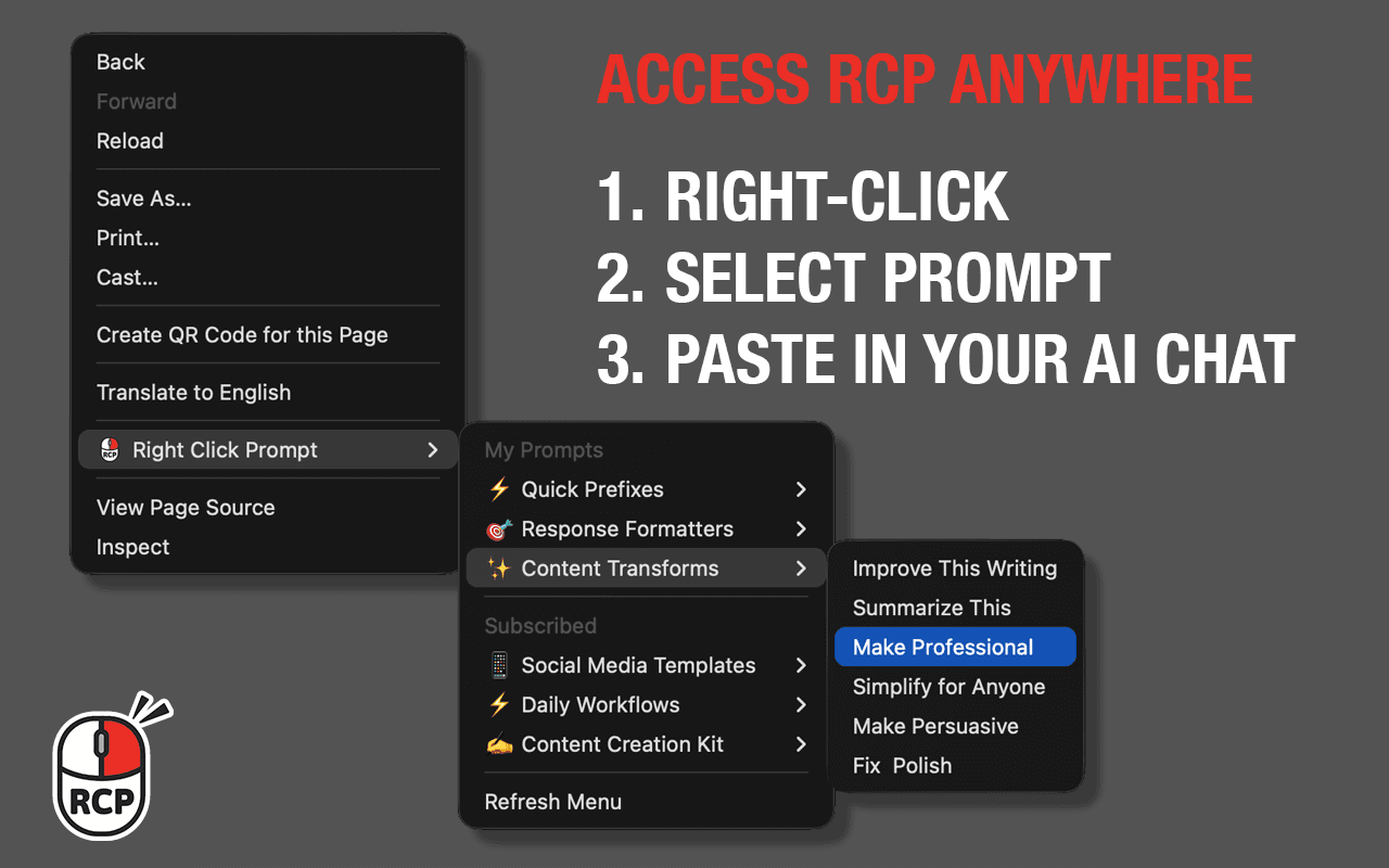 Dragging prompts to Quick Access in the dashboard